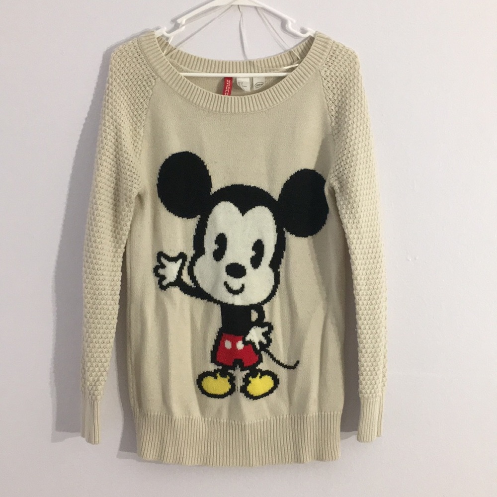Mickey Print Cream/Tan Sweater